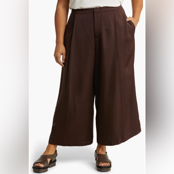 Vince Pants - Vince Ankle Length Chocolate Wide-Leg Pants